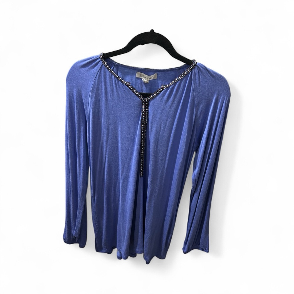 DownEast Royal Blue Blouse with Black Trim